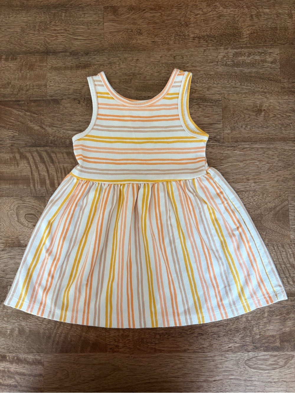 Cat & Jack Peach, Yellow and White Striped Tank Dress